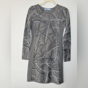 Blumarine Italian Gray Sparkle Pattern Sweater Dress | Size T40 (US 6)